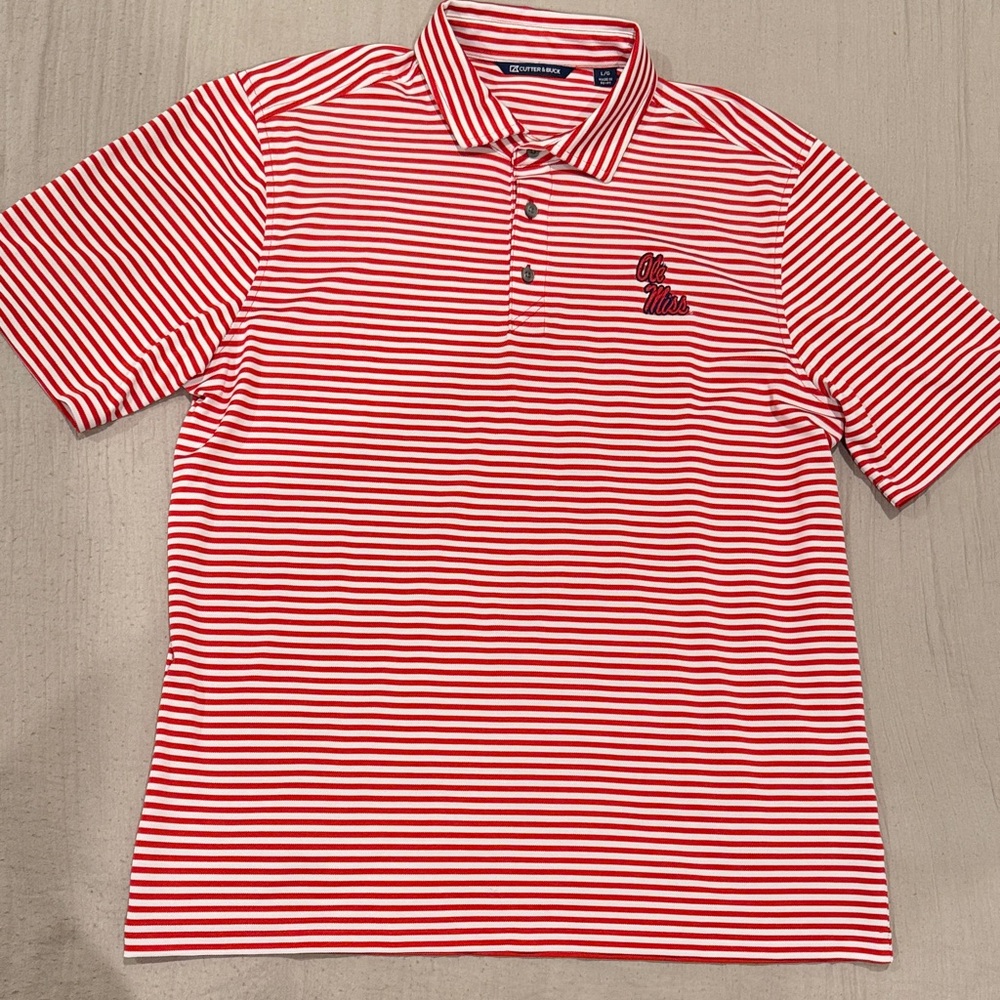 Cutter & Buck Men's Polo in Red and White Stripes